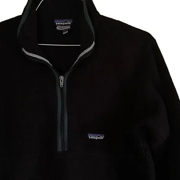Patagonia Men's Synchilla Marsupial Pullover 1/2 Zip Black Fleece Sweater M - Picture 2 of 15